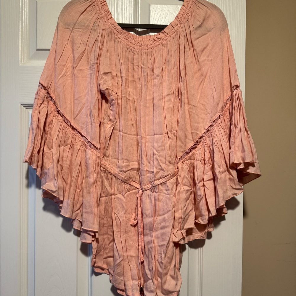 Elan Pink flowy 3/4 Sleeve Swim Coverup